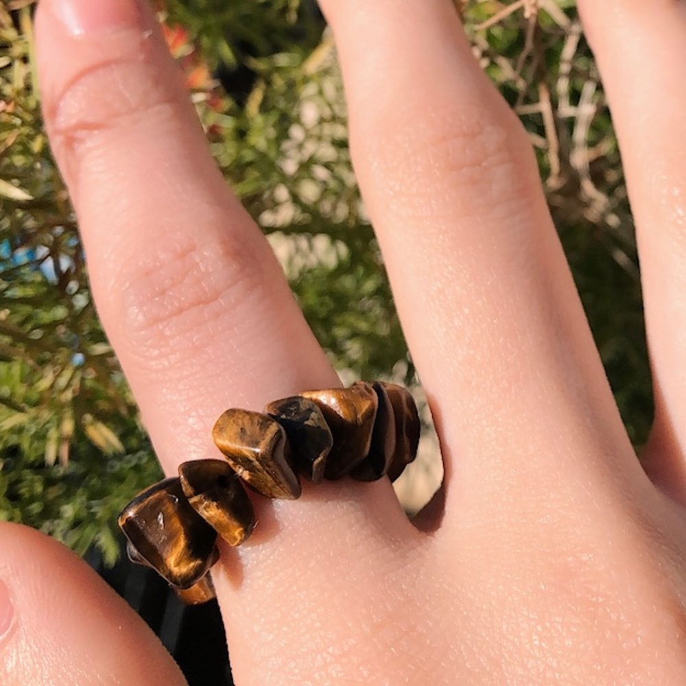 Tumbled Tigers Eye Crystal Healing Ring